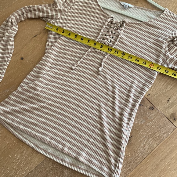 LUCKY BRAND 🍀 lace front striped woven top (M) - Picture 15 of 15